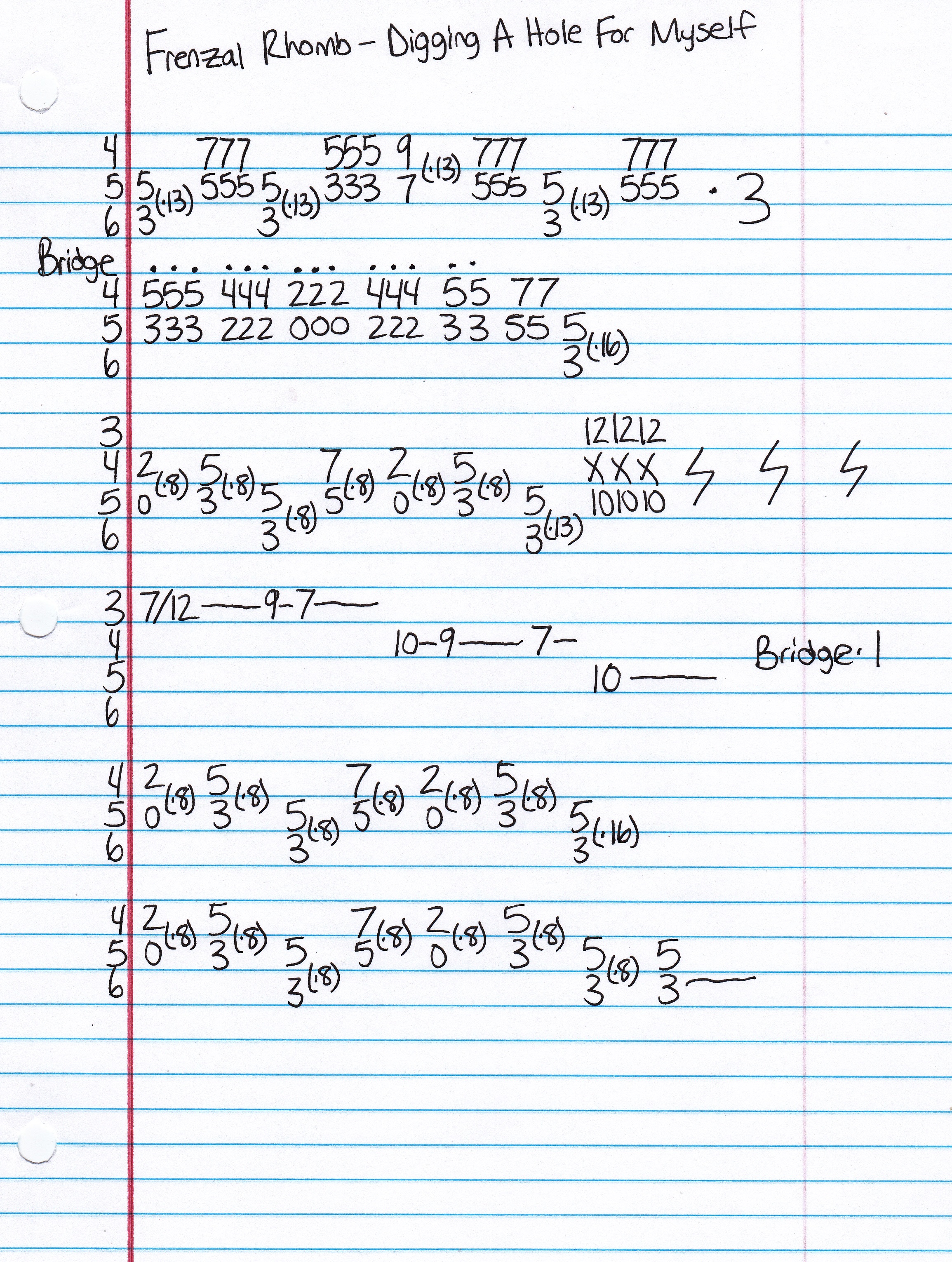 High quality guitar tab for Digging A Hole For Myself by Frenzal Rhomb off of the album Hi Vis Hi Tea. ***Complete and accurate guitar tab!***